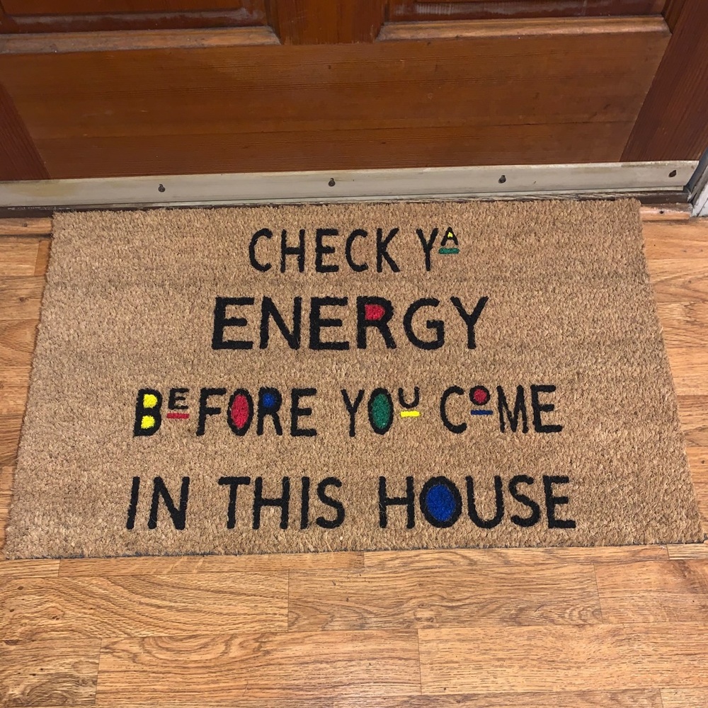 “Check Ya Energy” Coir Doormat
